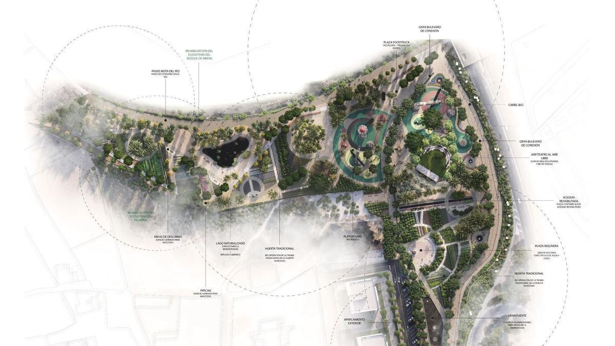 Plano del futuro Parque Metropolitano Oeste de Murcia.