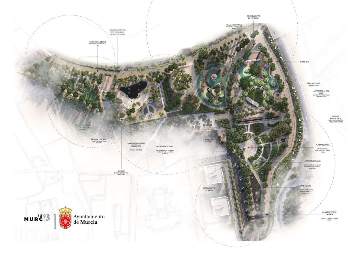 Plano del futuro Parque Metropolitano Oeste de Murcia.