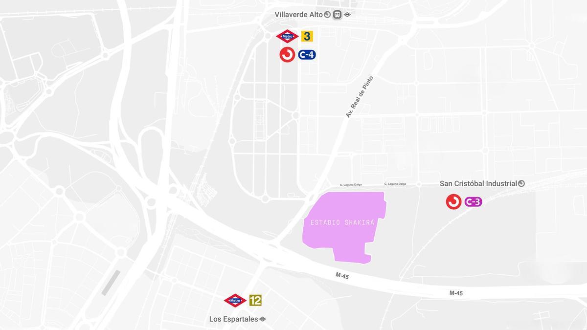 Trenes y autobuses conectarán el Estadio Shakira con el centro de Madrid.