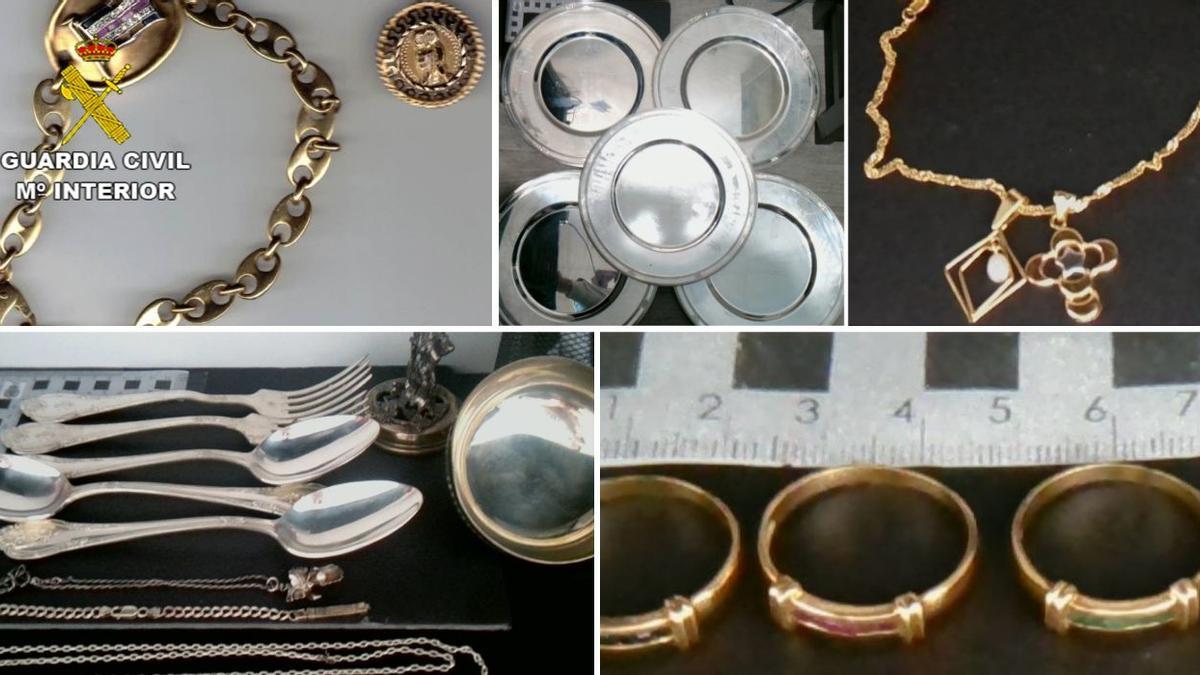 Varias de las joyas que localizó la Guardia Civil.