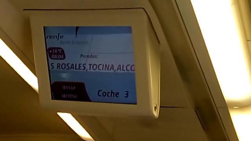 La pantalla del tren Figueres-Girona