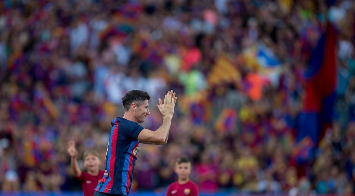 Lewandowski, en el Camp Nou.