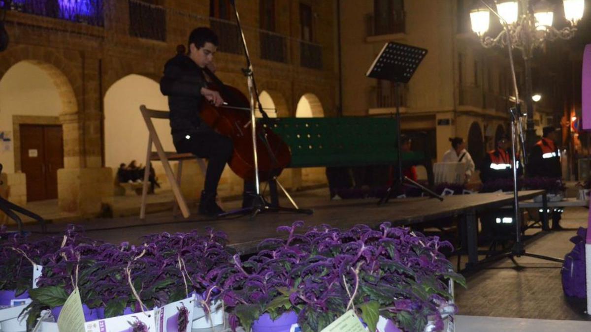 Un alumno de Duquesa Pimentel durante su interpretación musical. | E. P.