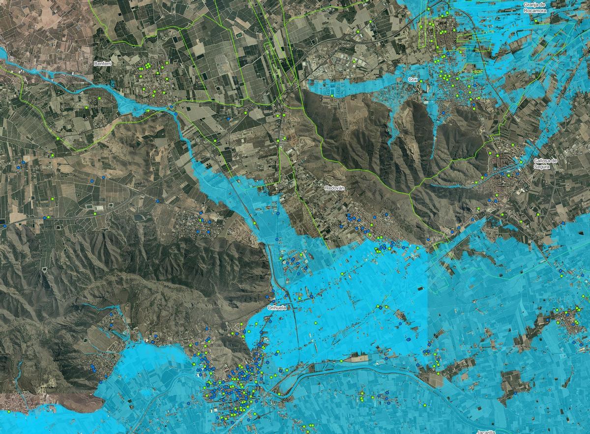 Imagen de uno de los mapas que recogen zonas inundadas que no se incluyeron en los mapas.