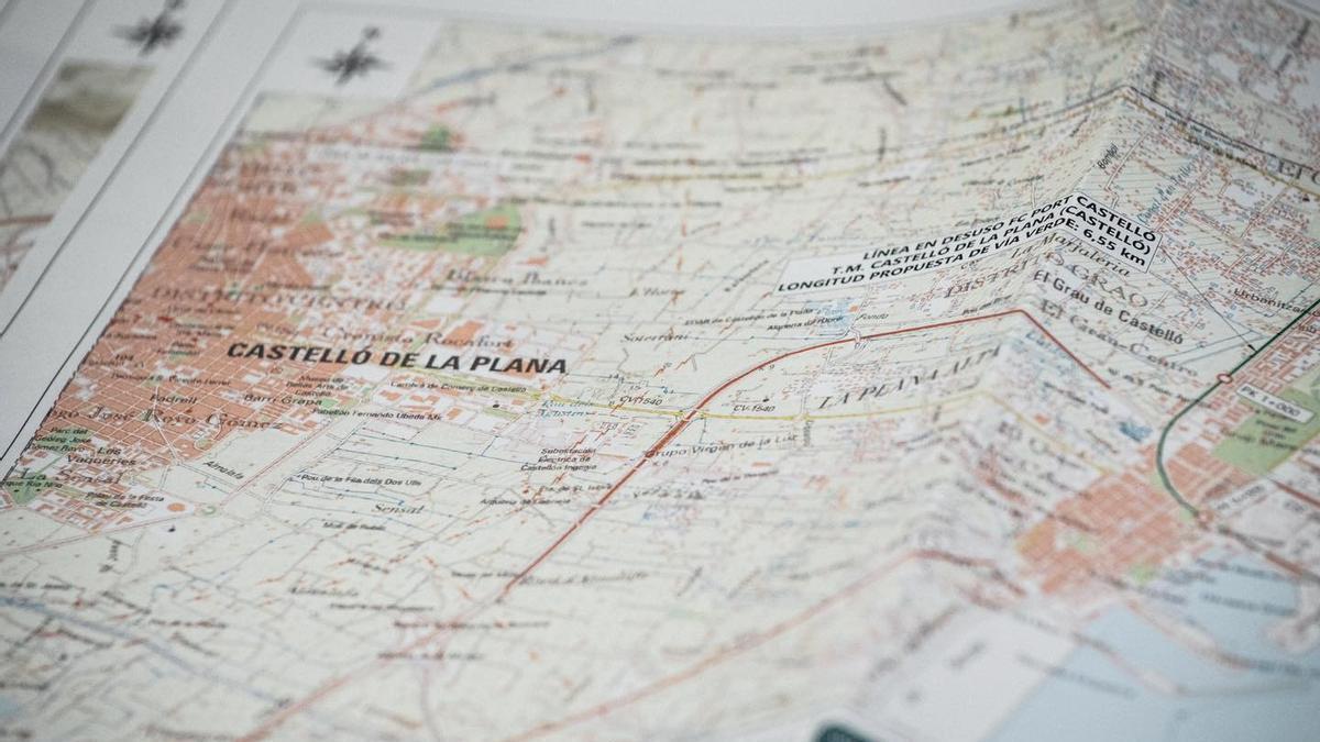 Uno de los planos sobre la nueva vía verde de Castelló.