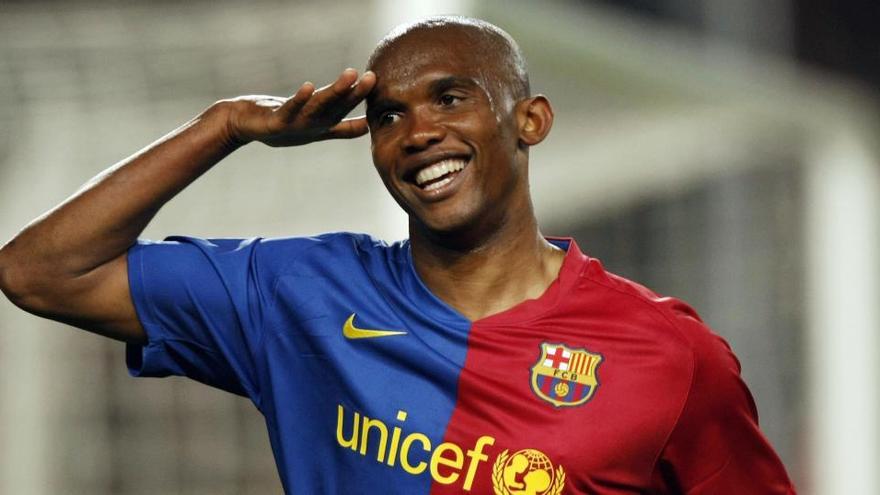 Samuel Eto&#039;o quan formava part de la plantilla del Barça l&#039;any 2009