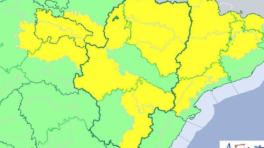 La Aemet amplia alerta amarilla por riesgo de lluvias y tormentas a todo Aragón