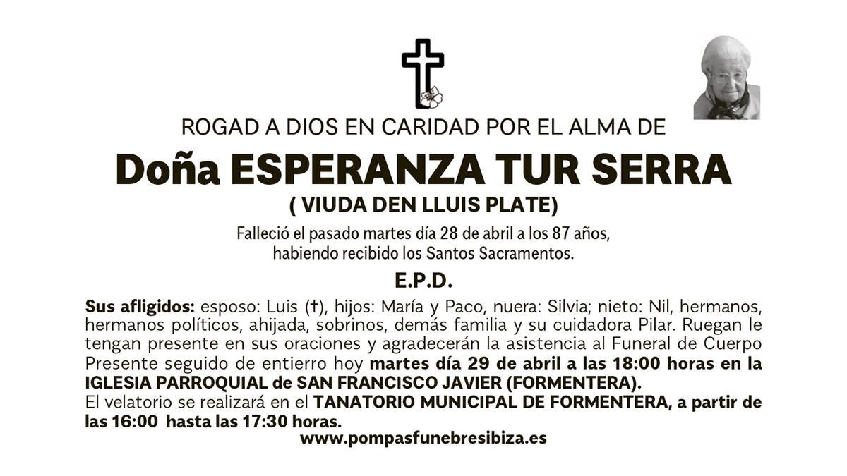 Esquela Esperanza Tur Serra