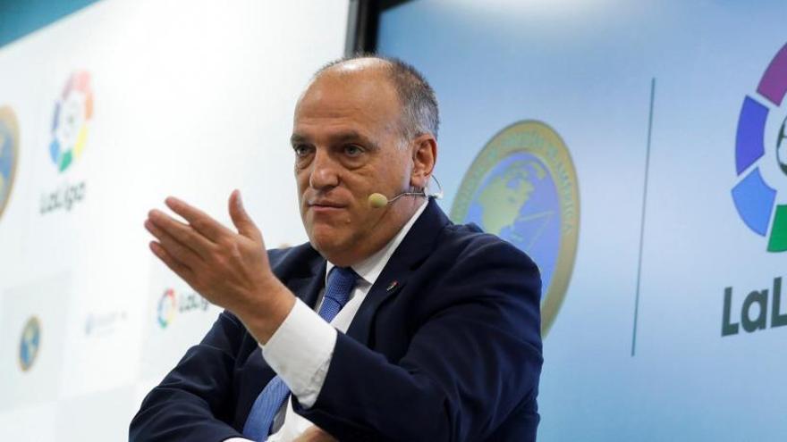 El presidente de la Liga de Fútbol profesional, Javier Tebas.