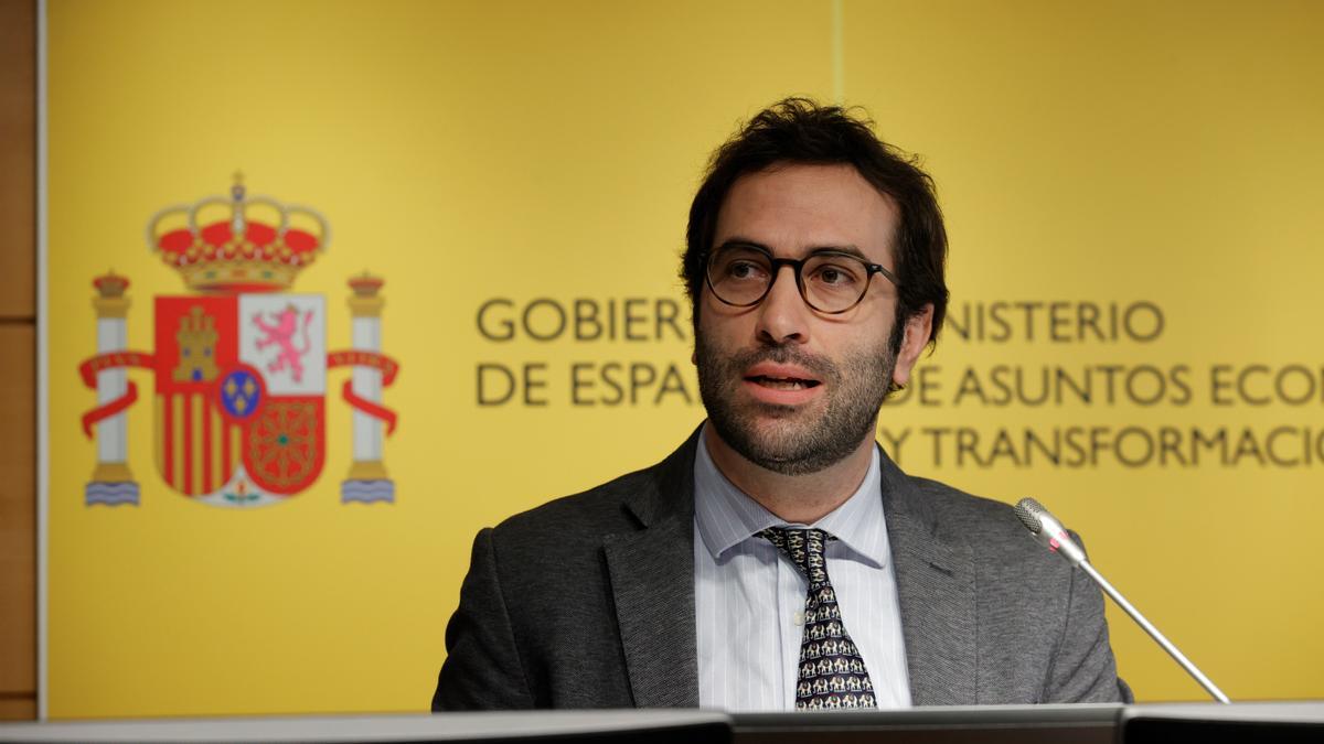 El secretario general del Tesoro y Financiación Internacional, Carlos Cuerpo, durante la presentación de la estrategia del Tesoro para 2022