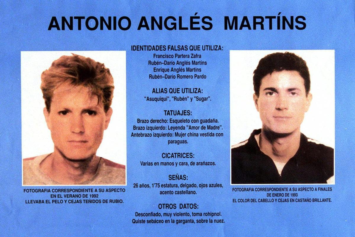 Cartel de búsqueda y captura de Antonio Anglés.