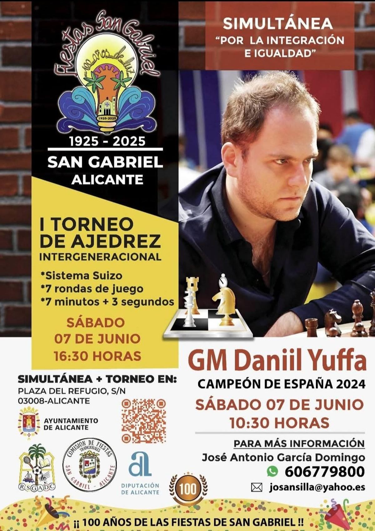 Primer torneo de ajedrez intergeneracional de la fiesta de San Gabriel.