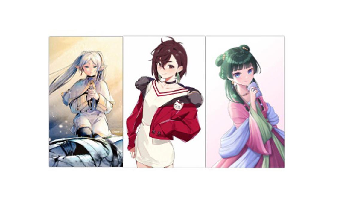 personajes de manga: Frieren, Momo Ayase y Maomao