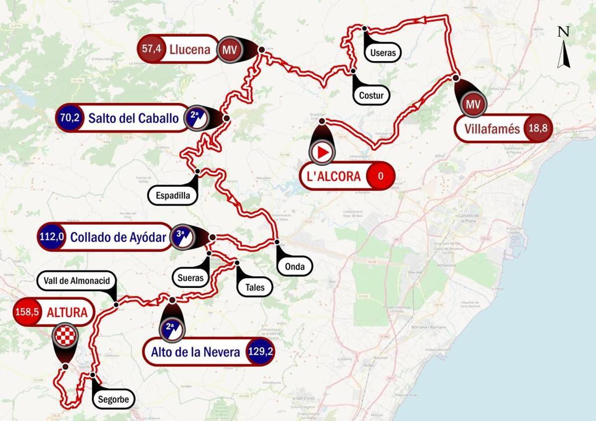 Ruta de la segunda etapa por el interior de la provincia de Castellón.