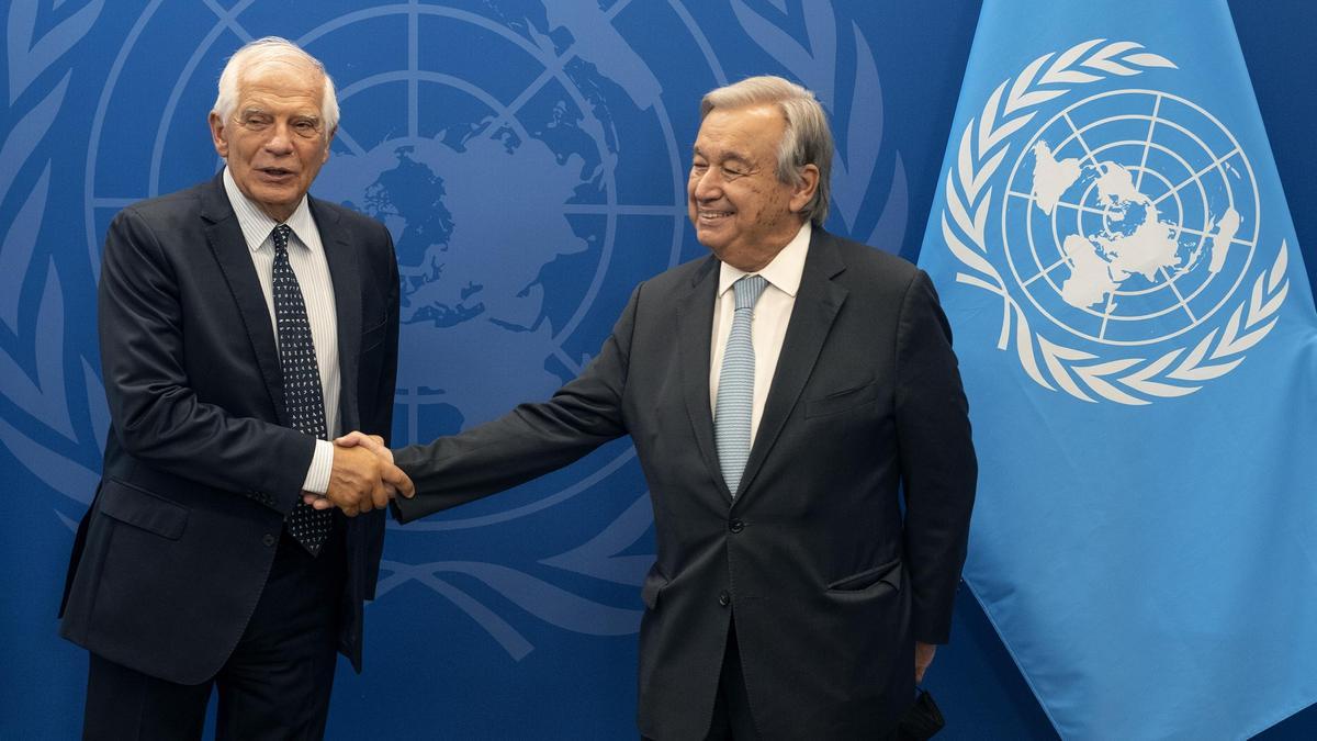 Josep Borrell, junto al secretario hemneral de la ONU, Antonio Guterres.