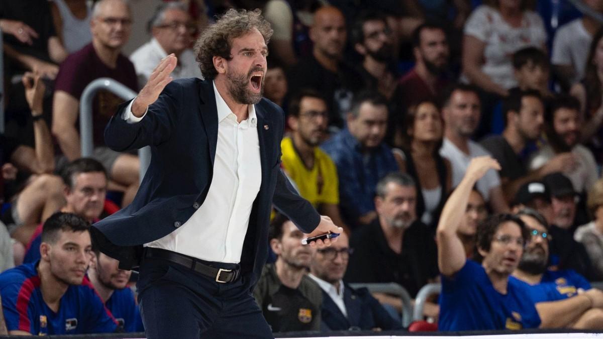Roger Grimau, durante el tercer partido de 'semis' ACB entre Barça y Real Madrid