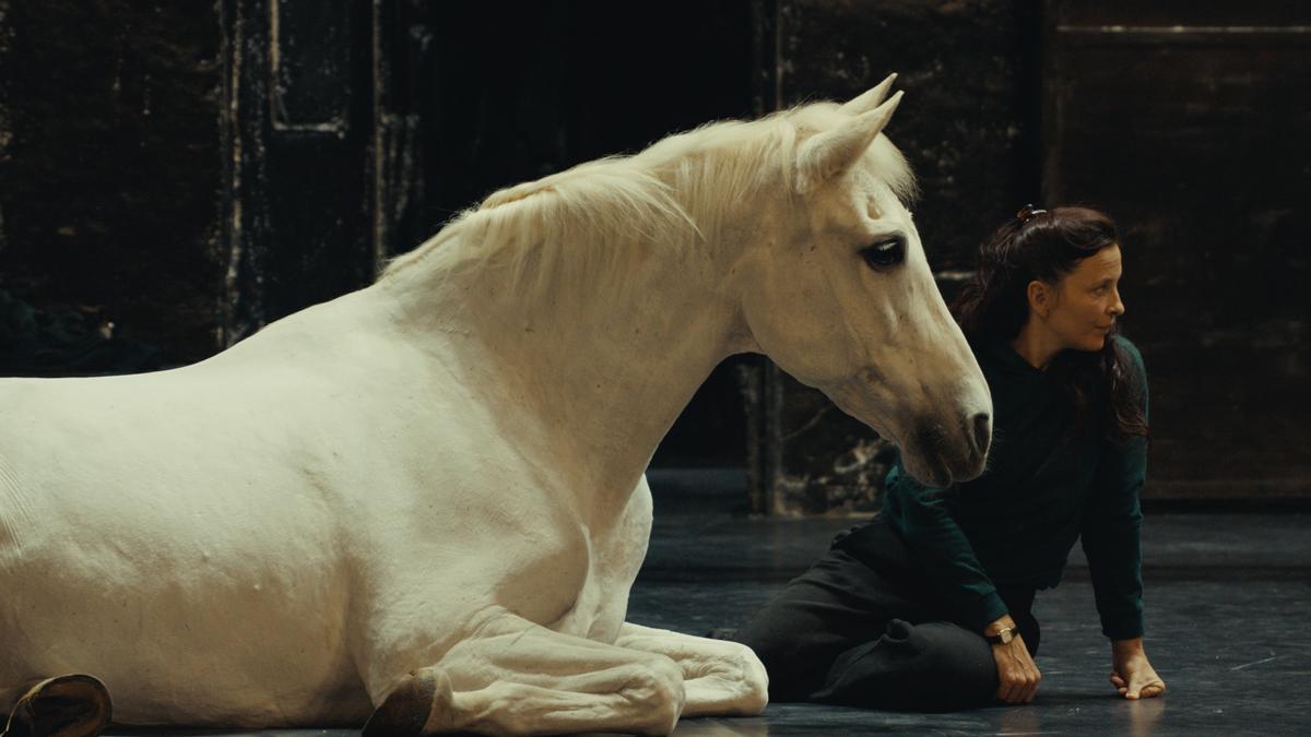 Camille Decourtye i un cavall, part imprescindible dels espectacles de la companyia.