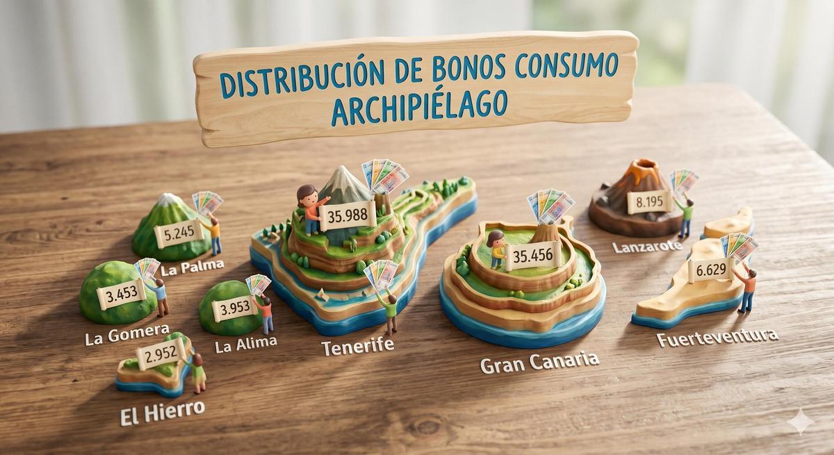 Número de Bonos Consumo Archipiélago disponible en cada isla