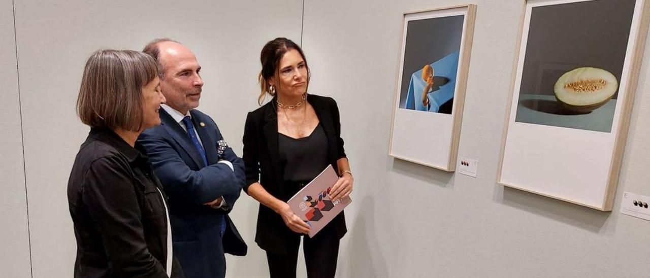 María Pilar García, Ignacio Villaverde y Joaquina Castillo, en la inauguración de la exposición «Contemporarte». | LNE