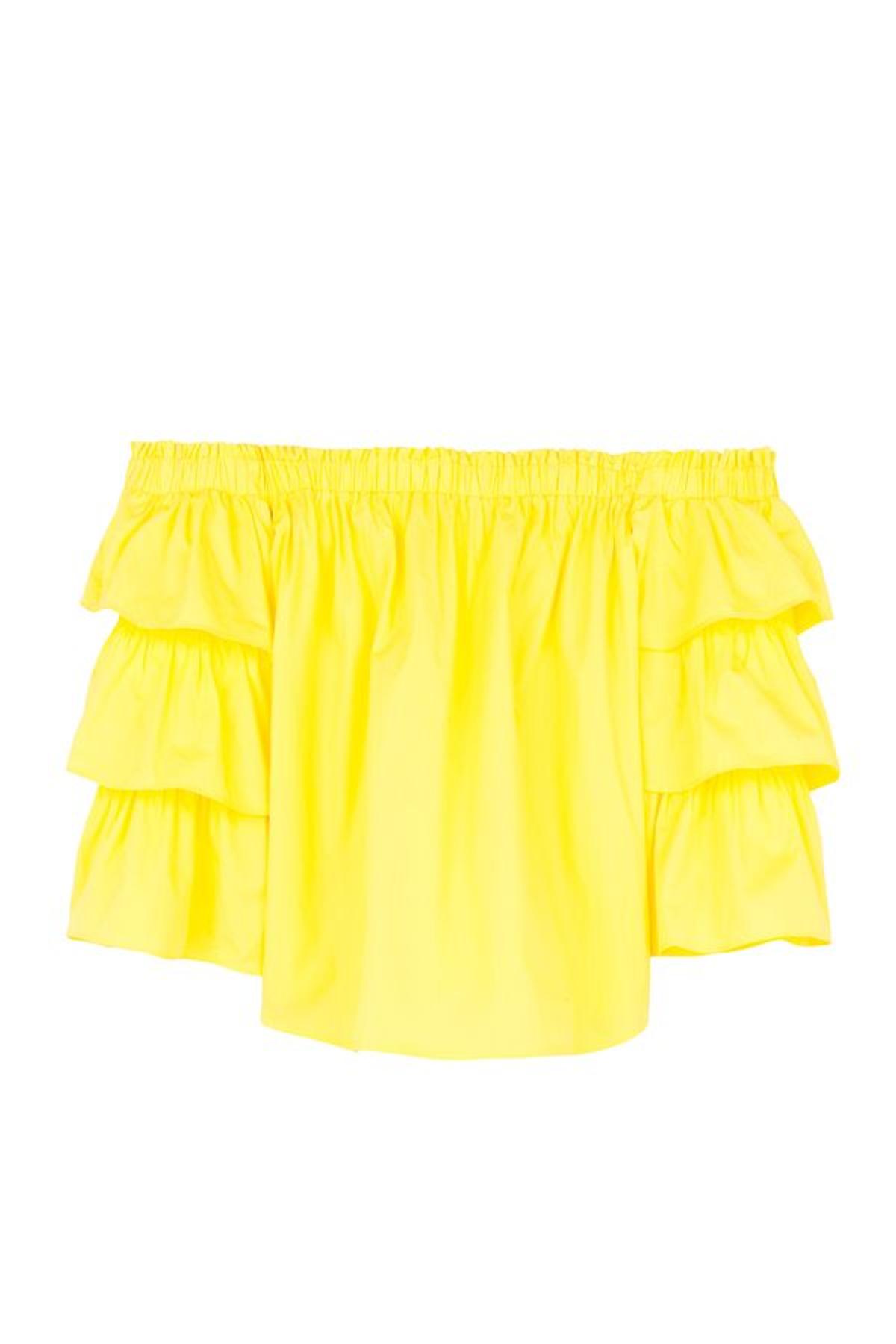 Top amarillo con volantes de Bershka