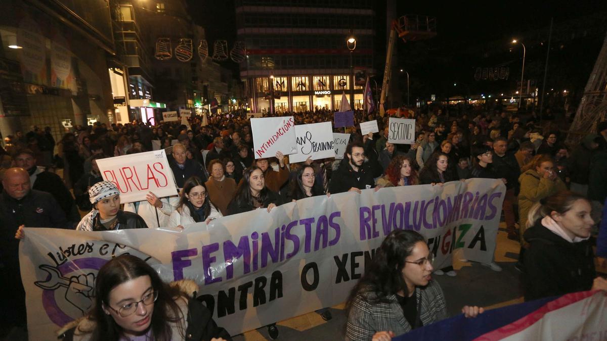 Manifestación en A Coruña por la eliminación de la violencia de género.