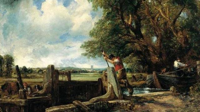 A la izquierda, Carmen Cervera. Arriba, la obra de Constable.