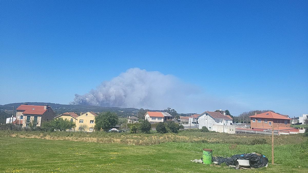 Activo un incendio forestal en Caión