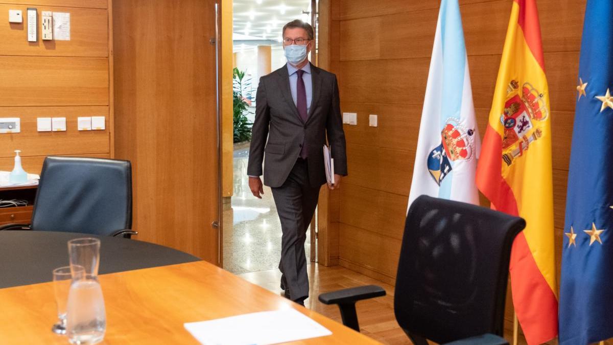 Feijóo esta mañana en su entrada a la conferencia de presidentes. // Xunta