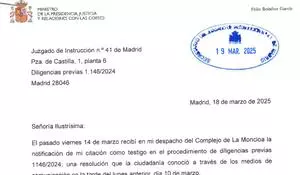 La carta de Bolaños al juez Peinado