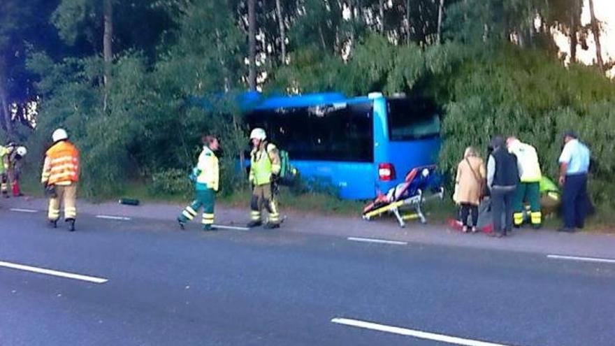 Imagen del autobús siniestrado tomada por una de las jóvenes asturianas poco después del accidente.