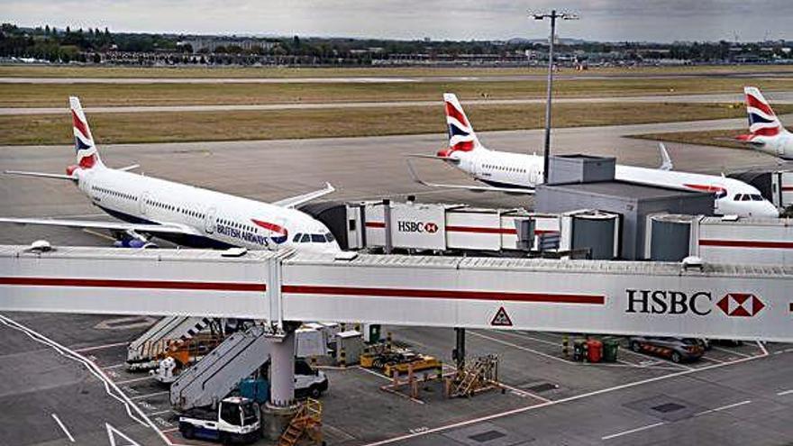 Aviones de British Airways en Londres.