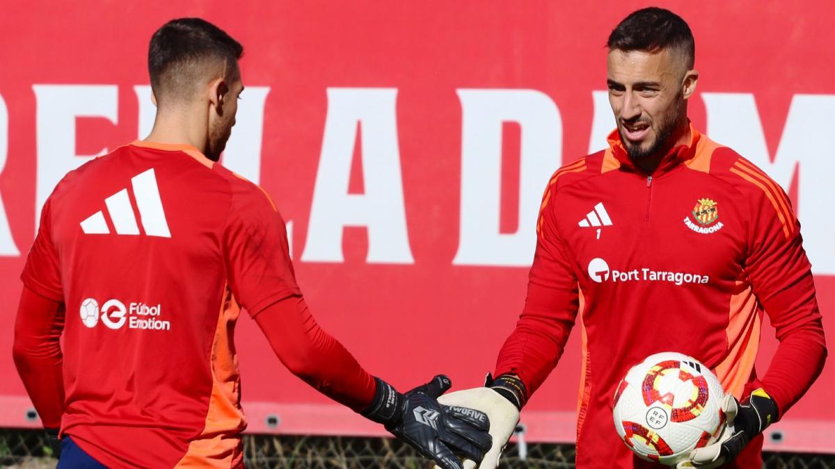 Guardametas del combinado granota durante un entrenamiento