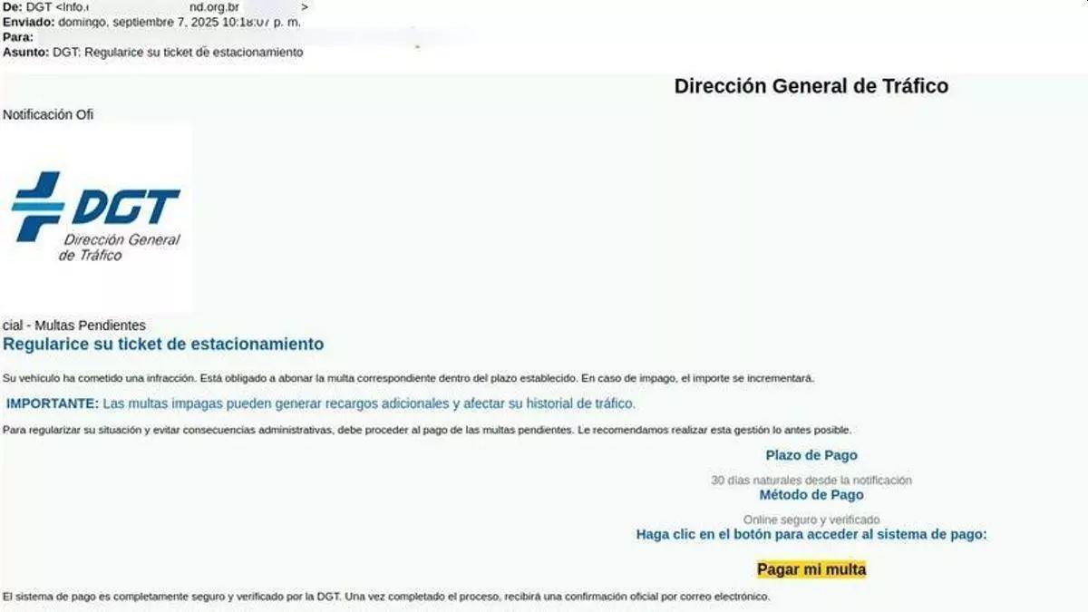 La Guardia Civil ha detectado la proliferación de correos fraudulentos que suplantan a la DGT para robar datos personales y bancarios.
