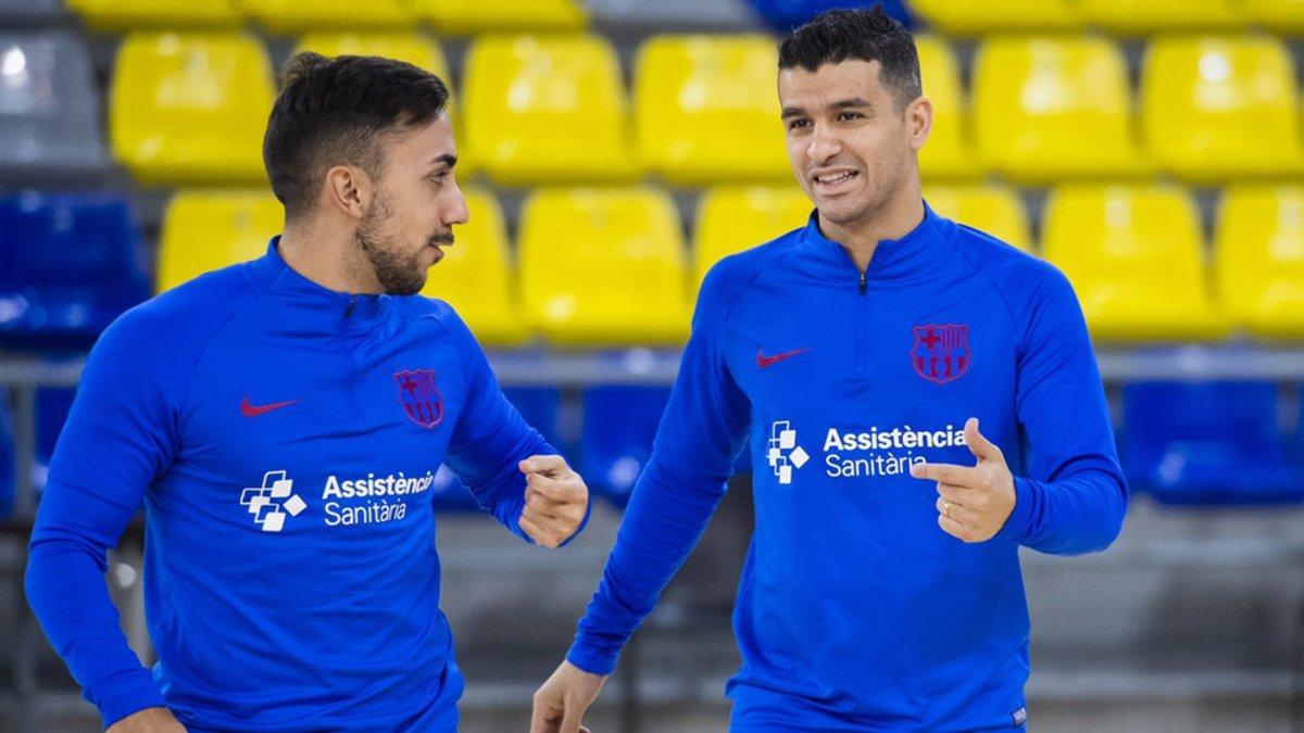 Joselito y Marcenio, en el entrenamiento previo al duelo ante Ribera Navarra