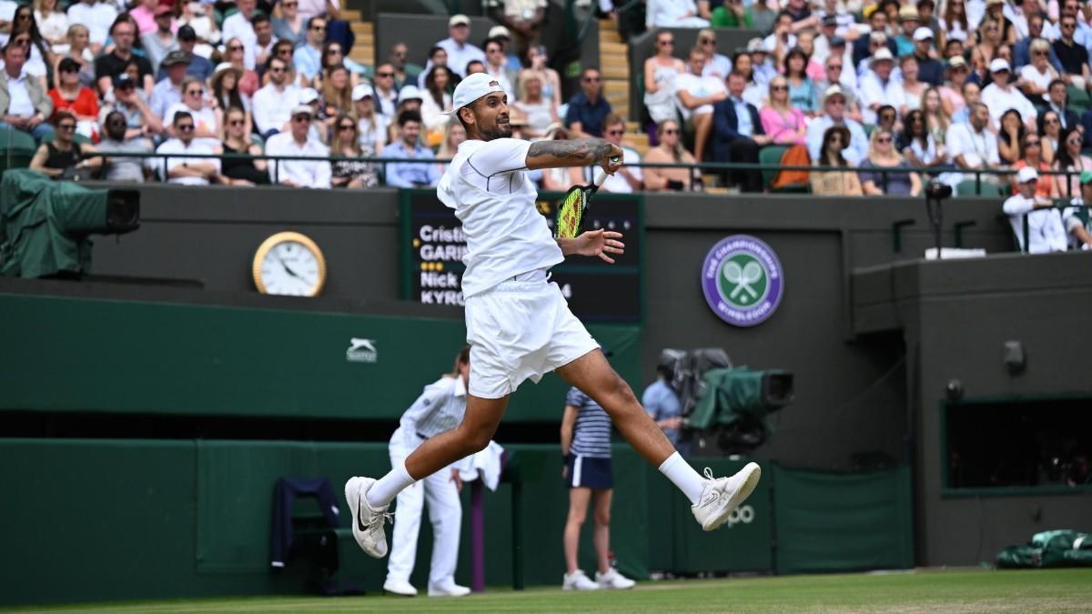 Kyrgios, durante el partido contra Garín Kyrgios, durante el partido contra Garín