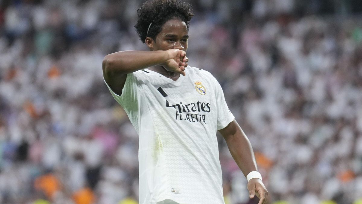 Endrick celebra su primer gol el Real Madrid.