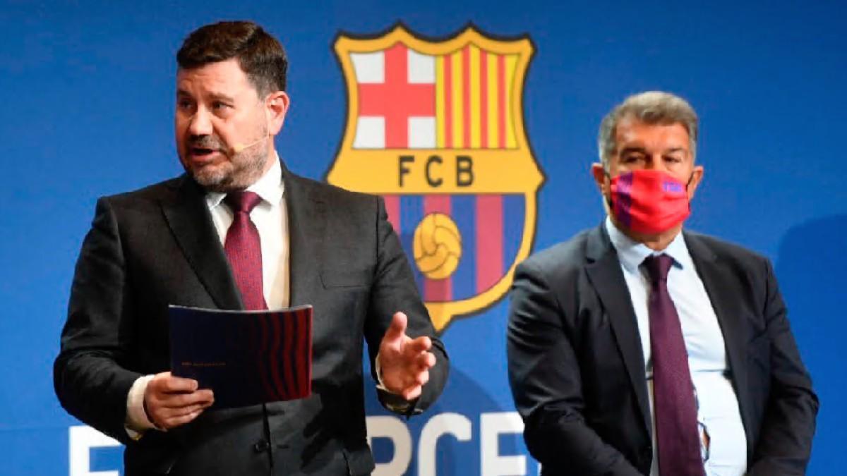 Romeu y Laporta, en un acto del Barça en el Auditori 1899 del Camp Nou.