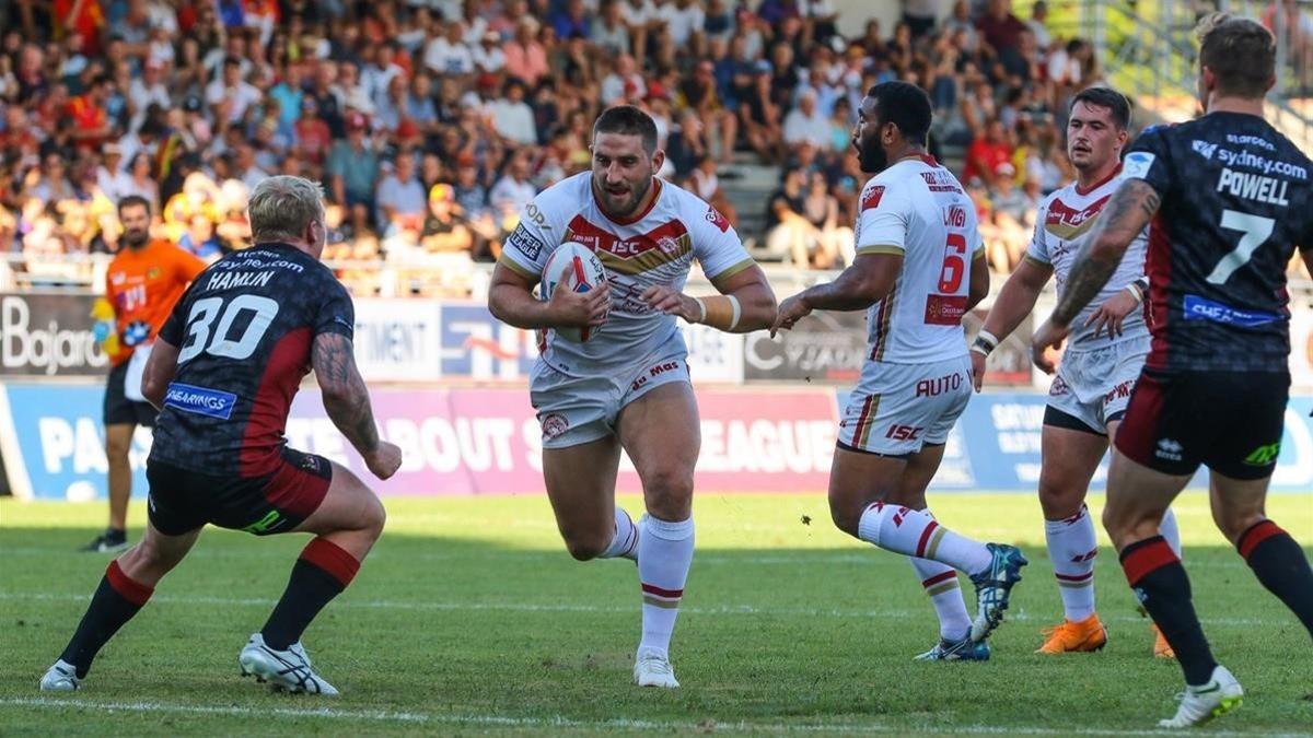 Imagen del partido de los Dragons Catalans contra Wigan.