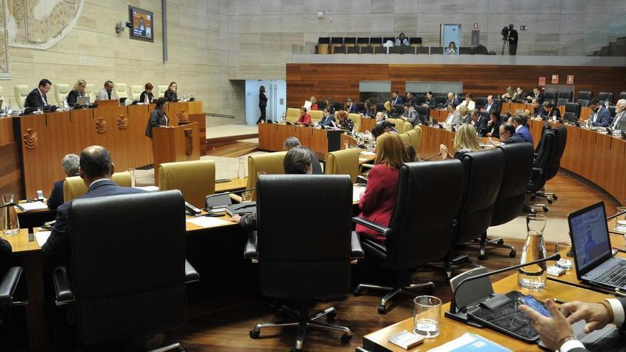 Vista del hemiciclo durante la celebración del pleno de la Asamblea de Extremadura.
