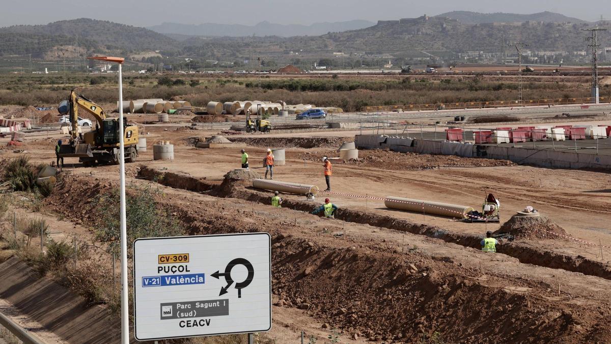 Vista de las obras de urbanización de Parc Sagunt II.