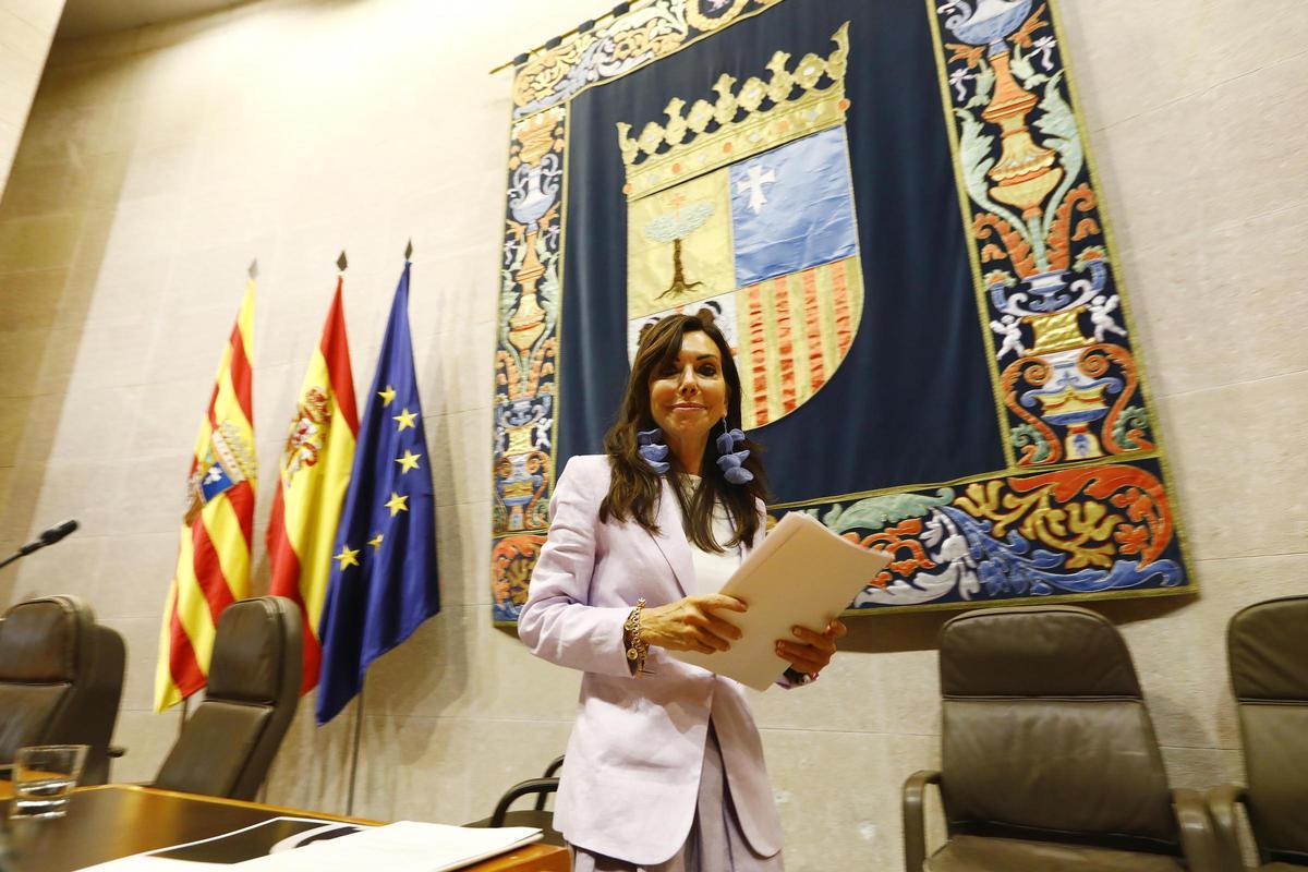 Marta Fernández, elegida presidenta de las Cortes de Aragón, el pasado 23 de junio de 2023.