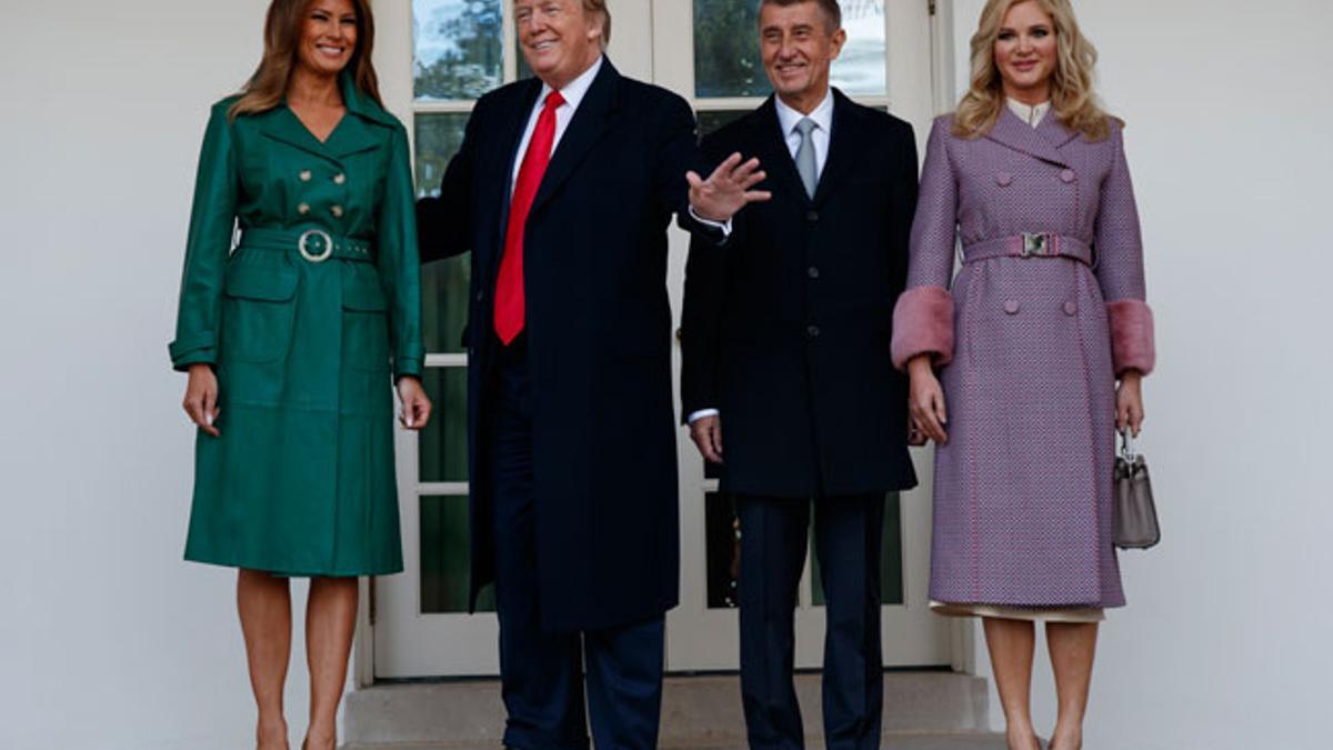 Melania Trump y su look en verde y de cuero en dos actos oficiales