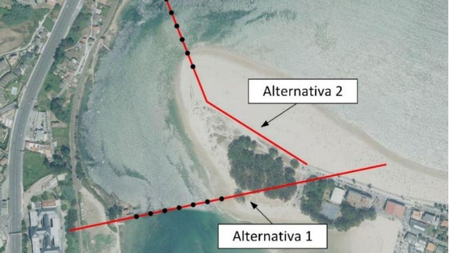 Opciones de la Xunta para la pasarela peatonal, de las que el Concello prefiere la primera.