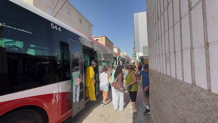 Parada de bus urbano en la calle Antonio Machado, frente a la colonia San Esteban, en Torrevieja