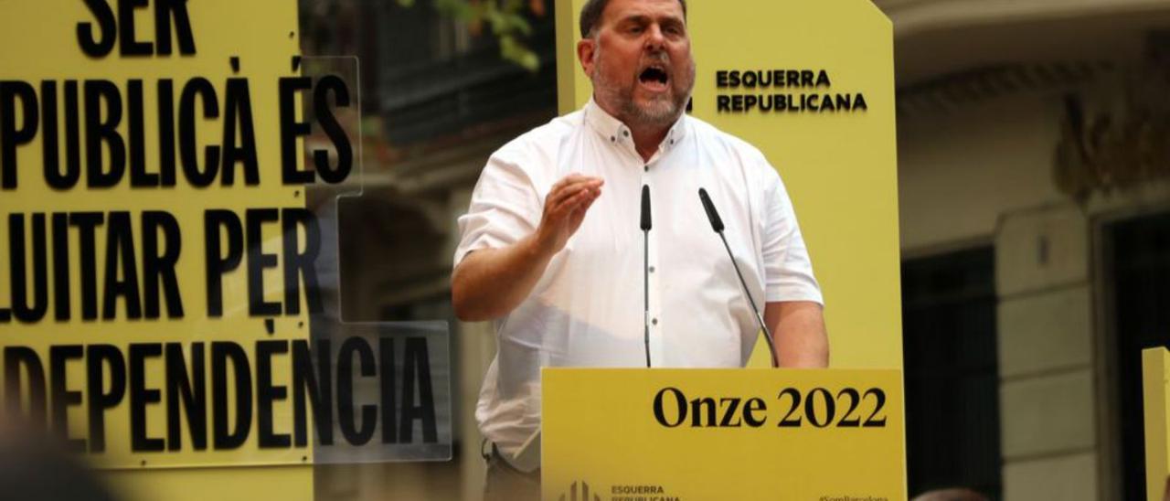 El president d’ERC, Oriol Junqueras, durant el discurs | ACN