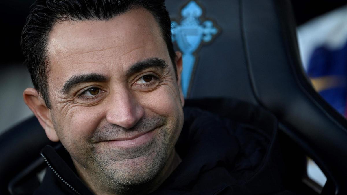 Xavi, en Balaídos durante el Celta-Barça.