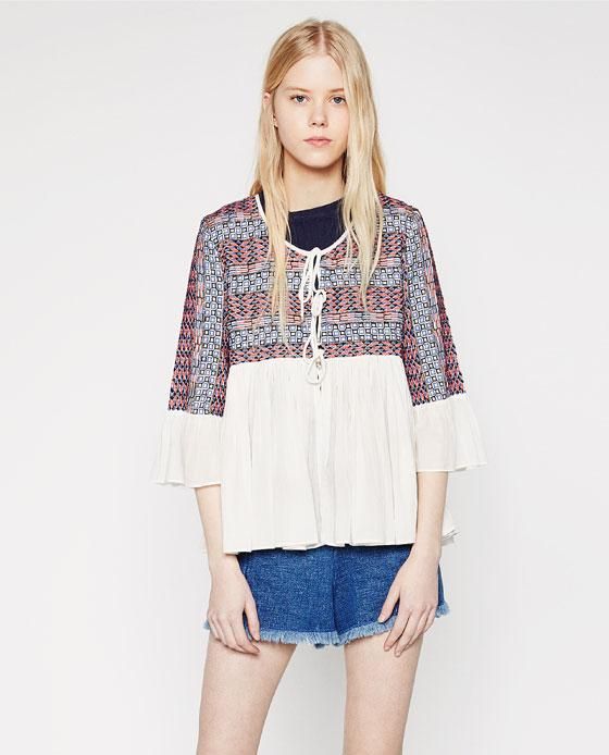 Chaqueta fluída bordado, Zara (49,95€)