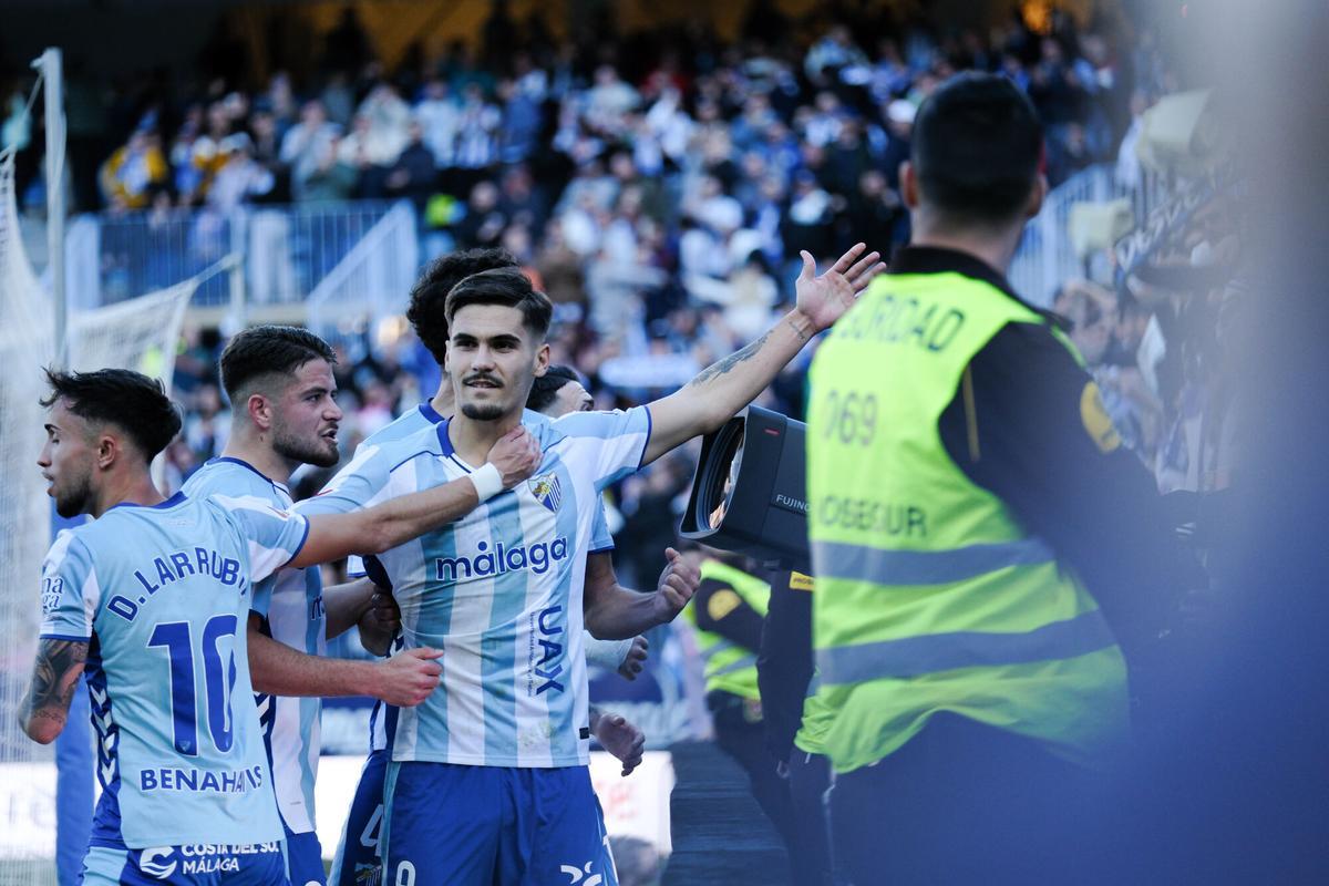 Imagen del partido entre el Málaga CF y la AD Ceuta, de la jornada 21 de LaLiga Hypermotion en el estadio de La Rosaleda.