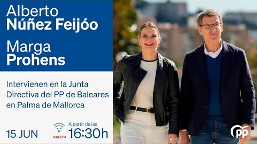 En directo | Feijóo y Prohens intervienen en la Junta Directiva del PP de Baleares