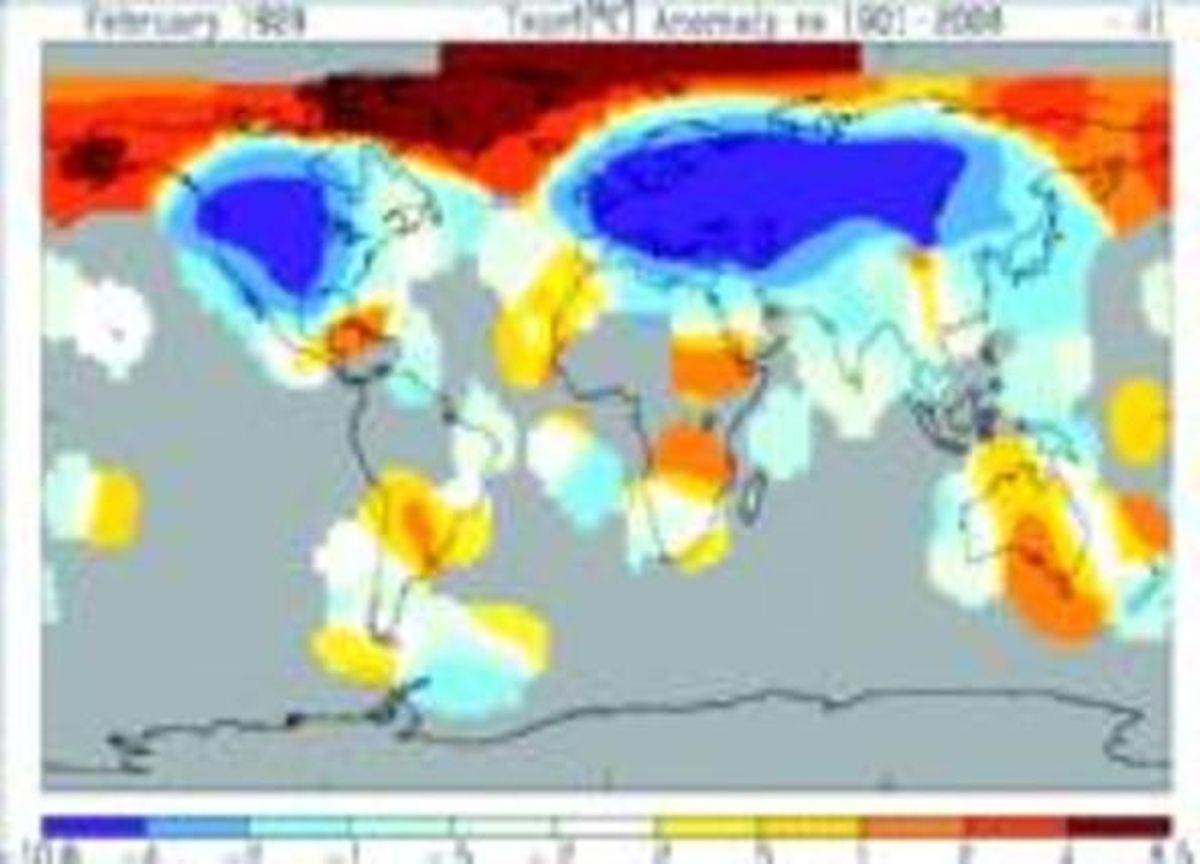 Mapa amb les temperatures anòmales que es van registrar el 1929.
